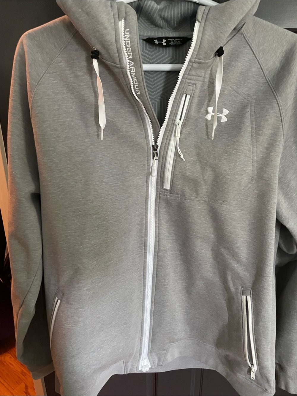 Under Armour Light Gray Hooded Jacket with Logo